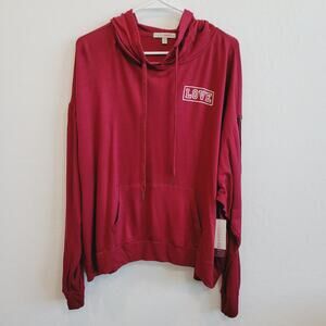NWT Inspired Hearts Burgundy Hooded Pullover Sweatshirt Size 3X